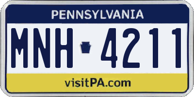 PA license plate MNH4211