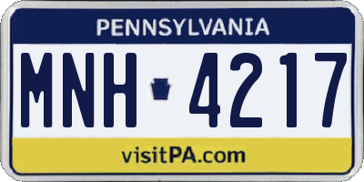 PA license plate MNH4217