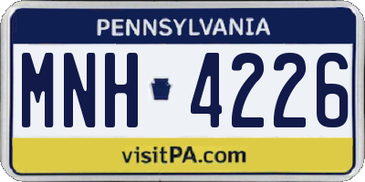 PA license plate MNH4226