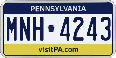 PA license plate MNH4243