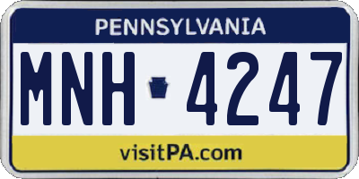 PA license plate MNH4247