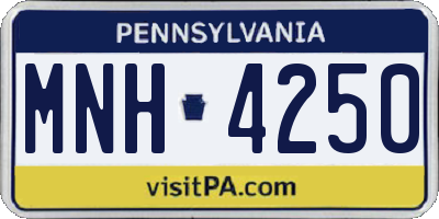 PA license plate MNH4250