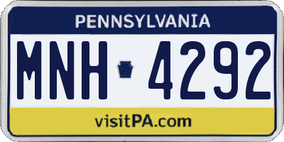 PA license plate MNH4292