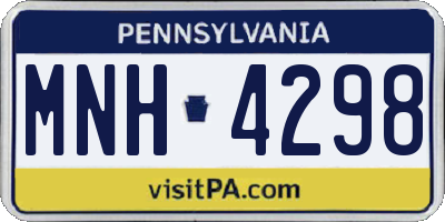 PA license plate MNH4298