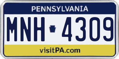 PA license plate MNH4309