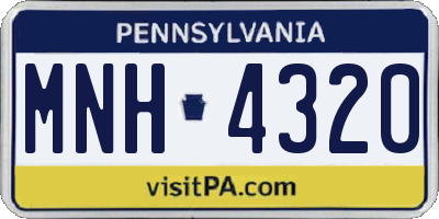 PA license plate MNH4320