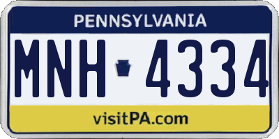 PA license plate MNH4334