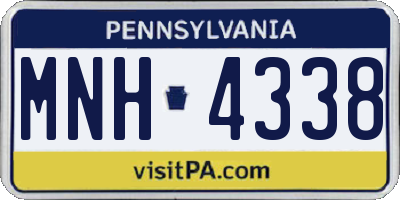 PA license plate MNH4338