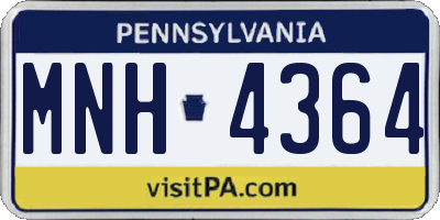 PA license plate MNH4364