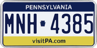 PA license plate MNH4385