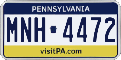 PA license plate MNH4472