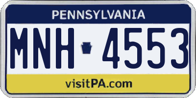 PA license plate MNH4553