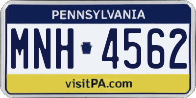 PA license plate MNH4562