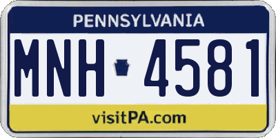 PA license plate MNH4581