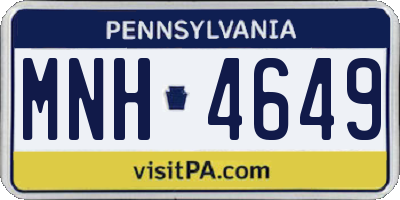 PA license plate MNH4649