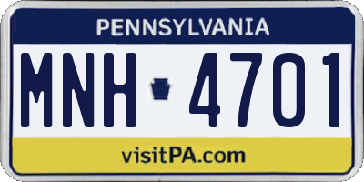 PA license plate MNH4701