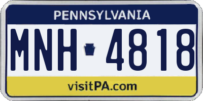 PA license plate MNH4818