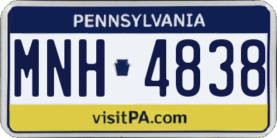 PA license plate MNH4838