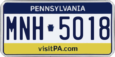 PA license plate MNH5018