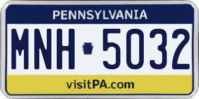 PA license plate MNH5032