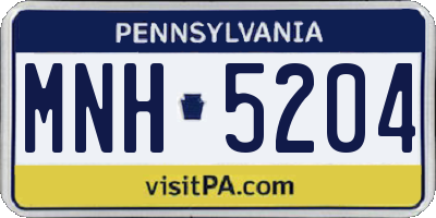 PA license plate MNH5204