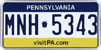PA license plate MNH5343