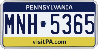 PA license plate MNH5365