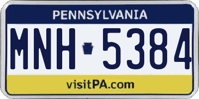 PA license plate MNH5384