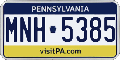 PA license plate MNH5385