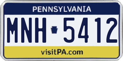 PA license plate MNH5412