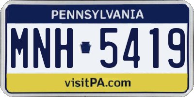 PA license plate MNH5419