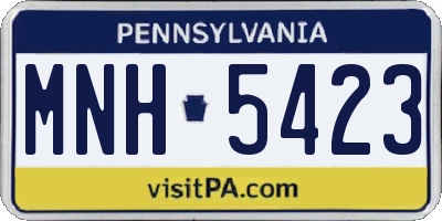 PA license plate MNH5423