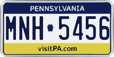 PA license plate MNH5456