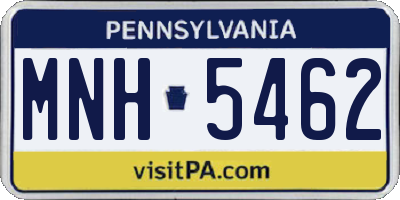 PA license plate MNH5462