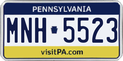 PA license plate MNH5523