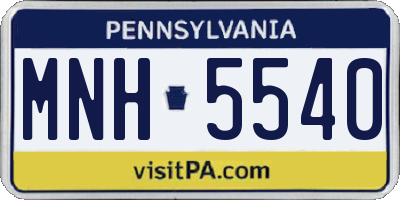 PA license plate MNH5540