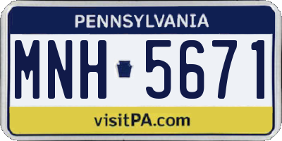 PA license plate MNH5671