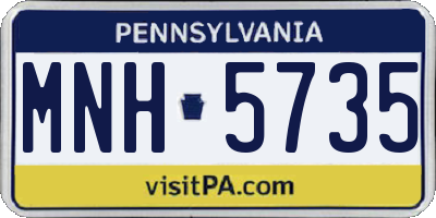 PA license plate MNH5735