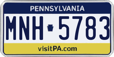 PA license plate MNH5783