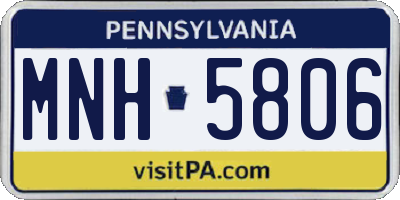 PA license plate MNH5806
