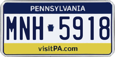 PA license plate MNH5918