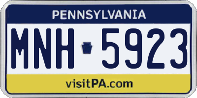 PA license plate MNH5923