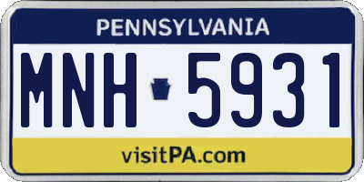 PA license plate MNH5931