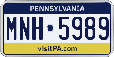 PA license plate MNH5989