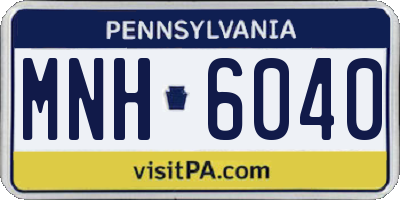 PA license plate MNH6040