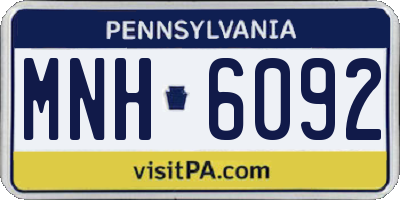 PA license plate MNH6092