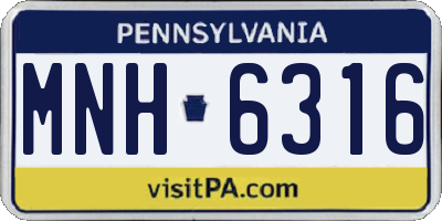 PA license plate MNH6316