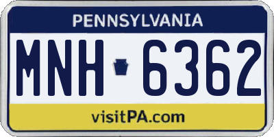 PA license plate MNH6362