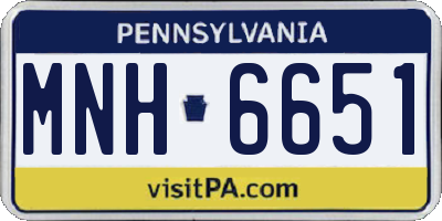 PA license plate MNH6651