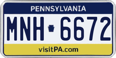 PA license plate MNH6672
